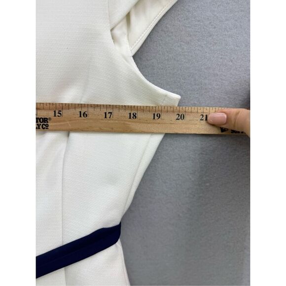 Zara Womens Neutral Cream Cap Sleeve Belted Peplum Mini Pencil Dress Size Medium - Picture 8 of 10